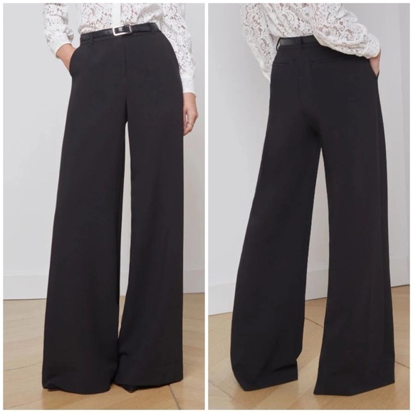 New L’Agence Pilar Wide Leg Pant Trouser Black Office Business Sz 16 - Picture 14 of 16